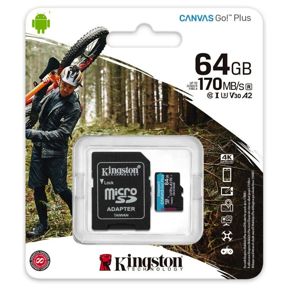 Kingston Scheda di memoria 64GB Micro SD XC Canvas Go Plus